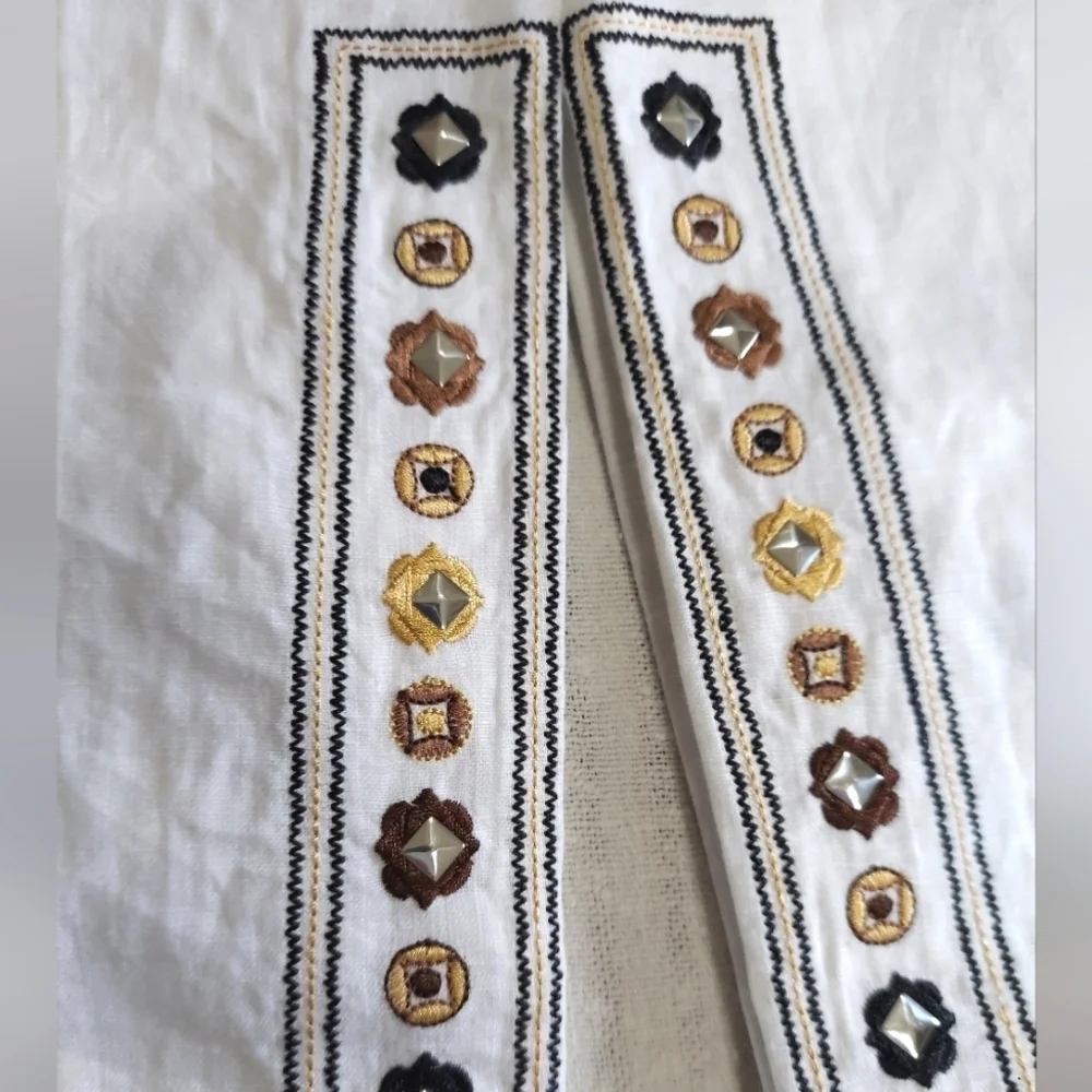 NWT Linen Embroidered Beachy Maxi Skirt by Richard Malcolm